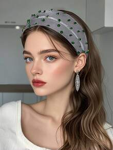 1 Mảnh Băng đô lưới nhiều màu đính đá sáng bóng đơn giản thanh lịch Phụ kiện tóc đa năng giản dị cô dâu đám cưới đi chơi kỳ nghỉ công việc đi làm đi làm - Nhiều màu - Xem 5