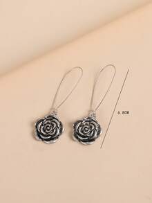 Pendientes vintage de gota con rosas 3D, aptos para uso diario - pendiente - Ver 5