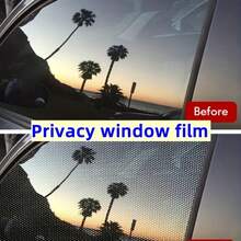 黑色穿孔单向视觉乙烯基汽车窗膜卷，窗户隔热穿孔黑色乙烯基隐私窗膜，隐私保护自粘玻璃贴纸 - 黑色 - 查看 7