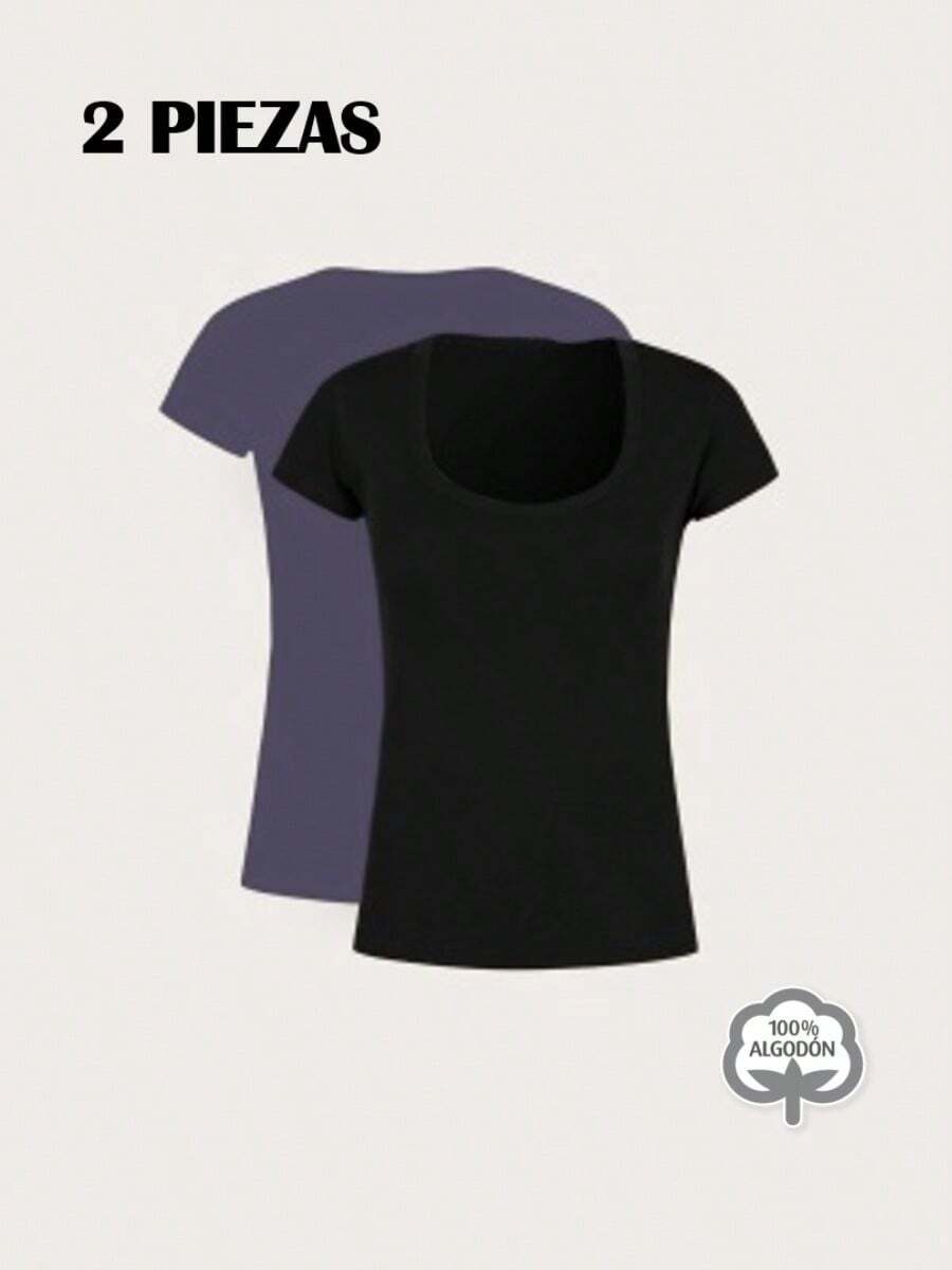 Women T-Shirts - BLUE AND BLACK - View 1