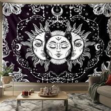 1 pezzo Arazzo bohémien con disegni del sole e della luna nel cielo, decorazioni per la casa misteriose, decorazione d'interni moderna e unica per camere da letto, soggiorni o dormitori