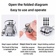 1 Pc Mini Wallet & Nail Clipper, Stainless Steel Foldable Portable Cute Nail Care Tool With Keychain, Can Be Hung On Backpack Handbag