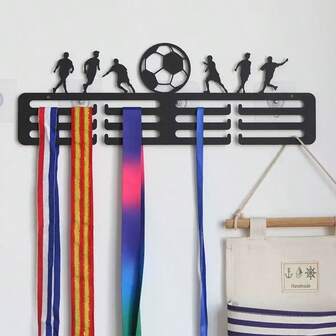 1 件创意奖牌架铁架，用于足球、篮球、马拉松比赛金/银/铜牌展示，家居装饰壁挂式收纳架，带挂钩