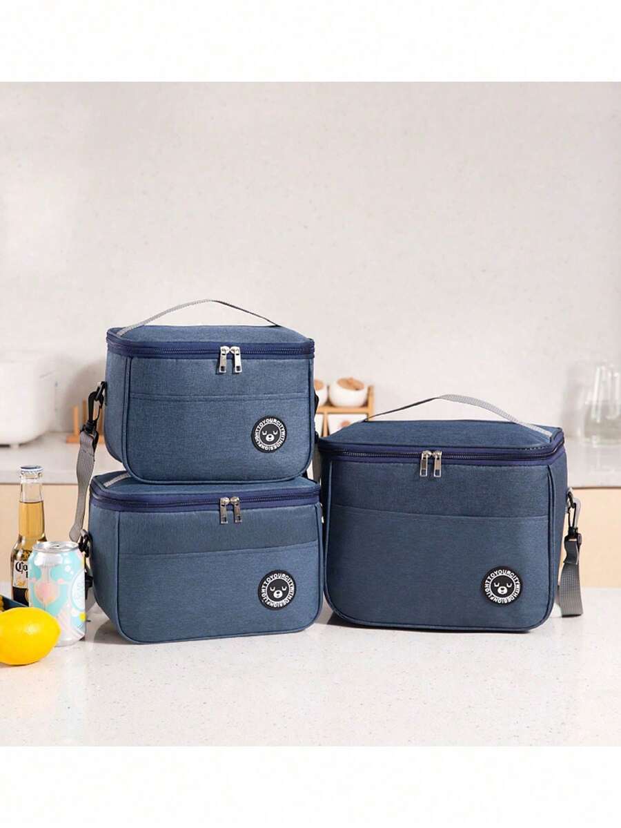 1pc Large Capacity Insulated Lunch Bag, Handheld With Shoulder Strap Thermal Lunch Box Bag, Thick Waterproof Bento Bag, Reusable Aluminum Foil Picnic Cooler Tote, Suitable For Teachers, Students, Office, Picnic, Hiking, Beach - Multicolor - View 1