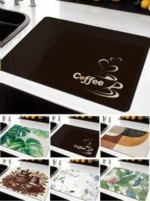 1pc Minimalist Nordic Style Dish Drying Mat/Coffee Coaster, Lightweight, Luxury, Modern Fashion, Suitable For Coffee Machines & Espresso Makers, White-Black-Grey, Soft Diatomite Material, Bowl Drying Pad, Draining Mat