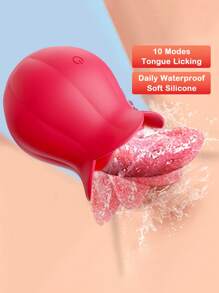 Vibrador de rosa para mujer, mini estimulador vibrador con lengüeta lamiendo con 10 vibraciones placenteras para el clítoris y estimulación de los pezones, juguetes y juegos sexuales para adultos para mujeres y parejas