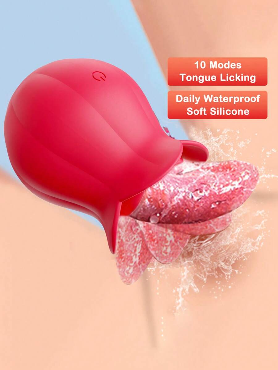 Vibrador de rosa para mujer, mini estimulador vibrador con lengüeta lamiendo con 10 vibraciones placenteras para el clítoris y estimulación de los pezones, juguetes y juegos sexuales para adultos para mujeres y parejas