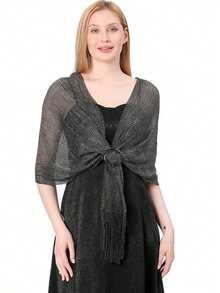 3PCS Women Plain Gold & Silver Thread Scarf + Silk Ribbon Box Set, Elegant Fashion Wrap/Scarves Gift Box, Suitable For Daily Wearing And Photography - Lurex Shawl 3-pack - View 3