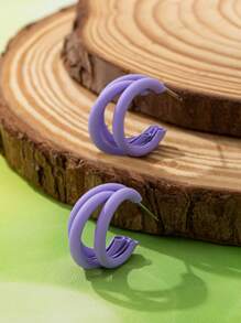1 par de elegantes pendientes minimalistas para mujer, aros geométricos de aleación de hierro de 3 anillos, perfectos para fiestas, eventos y uso diario