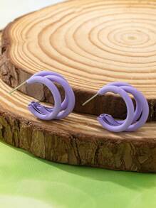 1 par de elegantes pendientes minimalistas para mujer, aros geométricos de aleación de hierro de 3 anillos, perfectos para fiestas, eventos y uso diario