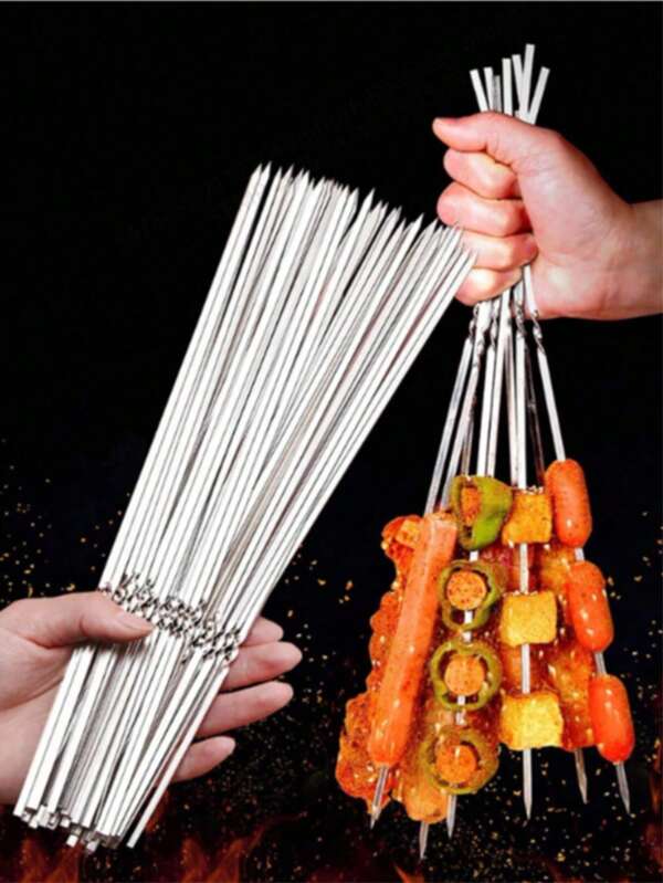 30 stuks 28 cm barbecuespiesen, stalen platte spiesen voor het grillen van kebabs en lamsvlees