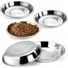 Paquete de 5 tazones de acero inoxidable para gatos, plato de comida y agua de metal de 7,7", cuenco básico de alimentación para mascotas de 16 onzas para gatitos, cachorros, plato de reemplazo ancho y poco profundo para perros, soporte elevado, apto para lavavajillas - 1 - Ver 3