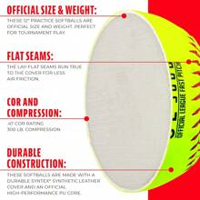 Franklin Sports Official Game Softballs - OL3000 Fastpitch 12&#34; Inch Yellow Softballs - Official Size + Weight Tournament Balls For Practice + Games - 1 Softball