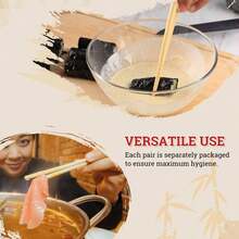 52USA Disposable Bamboo Chopsticks (100 Sets) - 9'' Long, UV Treated, Individually Wrapped Japanese And Chinese Wooden Chopsticks Bulk - 白色 - 查看 8