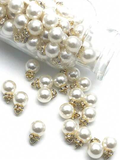 50pcs ABS Bright Pearl Pendant, Gift Bag, Faux Pearl DIY Hanging Ornament, Handmade Beaded Necklace