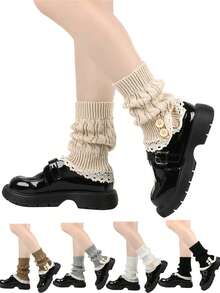 1 Pair Women's Winter Warm Boot Cuffs, Crocheted Knitted Boot Socks Short Leg Warmers, Leg Sleeve Boots Cover Warmer Gifts - Mouldless - View 15