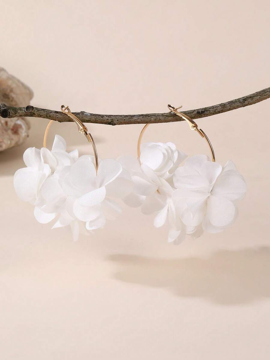 2pcs/Set Girls' Colorful Faux Flower Earrings, Daily Decoration - Multicolor - View 1