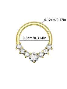 1pc Cubic Zirconia Nose Ring, Zirconia ZC Nose Rings Hoops Piercings Jewelry, 316L Surgical Steel Hypoallergenic Silver Septum Hoop Nose Ring For Women, 18G Hinged Helix Rook Conch Cartilage Daith Tragus Earring - Water Drop Closed Ring - View 10