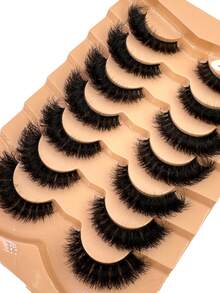 HBZGTLAD 7pcs/Pack Thick & Natural Look False Eyelashes, Includes Cat Eye, Wispy, Flare Styles, Giving Lashes A Fanned Out 3D Fluffy Russian Doll Effect For Natural Extension - màu đen - Xem 5