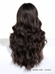 渐变棕色合成假发，带刘海，长款自然卷发，适合女士日常派对、角色扮演、圣诞假发，适合女孩