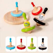 Wooden Fun Spinning Top Set, Packaged In A Colorful Box, With Cartoon And Funny Patterns, Bright Colors, And An Extended Handle For Easy Grip. Rotate The Top To Exercise Fine Hand Movements, Allowing Multiple People To Play. Interactive Games, Suitable Gifts For Children's Day And Halloween!