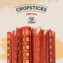 52USA Disposable Bamboo Chopsticks (100 Sets) - 9'' Long, UV Treated, Individually Wrapped Japanese And Chinese Wooden Chopsticks Bulk - 白色 - 查看 3