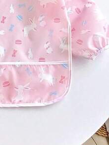 1pc Cute Rabbit Reversible Baby Bib, Cartoon Print Waterproof Feeding Smock For Toddlers, Lightweight For All Seasons, Great Gift For Halloween, Thanksgiving, Easter, Christmas - Pink - View 7