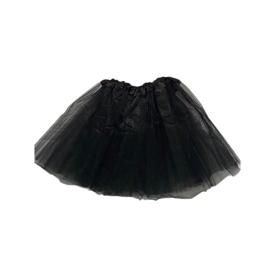 Children's Tulle Tutu Skirt Plain Colorful Carnival Halloween Parties Colors - màu đen - Xem 1