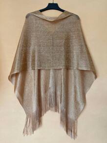 1 peça de poncho xale feminino com borlas, elegante e versátil, para primavera/verão, adequado para várias ocasiões