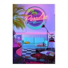 1 件复古合成波抽象卡通帆布艺术海报精美墙面装饰印刷品客厅咖啡馆酒吧可选画框 - 彩色 - 查看 53