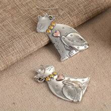 1 paire de boucles d'oreilles style bohème design animal chat rétro, accessoire de bijouterie cadeau pour femmes, convient pour le port quotidien et les occasions