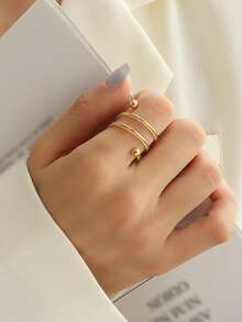 1 Miếng Tối giản Linh hoạt Phong cách ins Creative Nhỏ bé Và Lớn Thiết kế Mở điều chỉnh Nhẫn Đối với Của phụ nữ Thời trang Thép không gỉ Vòng cửa tay áo - vòng mở - Xem 4