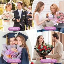 40 Sheets Floral Wrapping Paper, Solid Color, Approx. 22*22 Inch, Plastic Material, Gift Packaging, Party Decoration, Flower Gifting, Suitable For Valentine's Day, Mother's Day, Christmas, Wedding, Birthday Party, Anniversary And Any Occasions