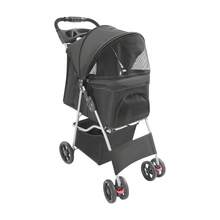 Pet Buggy For Small To Medium Dogs, 4-Wheel Dog Buggy With Storage Basket, Foldable Pet Travel Cart With Cup Holder