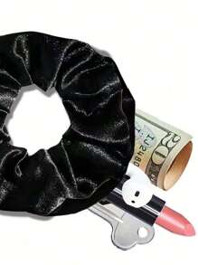 Elastice de păr cu fermoar din catifea coreeană de culoare solidă, frânghie de păr pentru intestin gros din material la modă, geantă de depozitare pentru accesorii de păr, depozitare portabilă de călătorie
