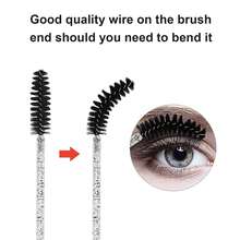 CHEFBEE 100PCS Disposable Eyelash Brushes Mascara Wands Makeup Brushes Applicators Kits For Eyelash Extensions Eyebrow With Container Black - Blue - View 10