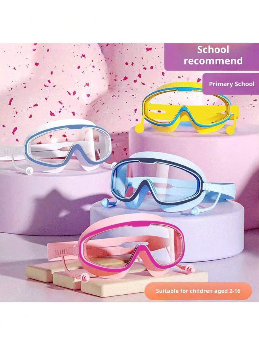 Swimming Goggles With Nose Anti Fog Goggles, Face Mask With No Leakage, Transparent Floating Diving Face Mask, 180 Wide Field Of View - Baby Pink - View 1