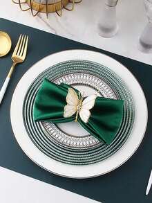 2/6/12pcs Modern Minimalist Green Thick Satin Polyester Napkins, Reusable For Restaurants, Kitchen, Picnic, Party, Spring/Summer - Green - View 8