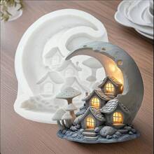 小月亮屋矽膠模具，樹脂鑄造模具，珠寶鑄造工具，適用於石膏、配件、吊墜DIY手工藝模具，情人節、母親節、父親節、感恩節、聖誕節矽膠模具 - 白色 - 查看 3