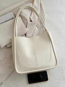 1 Pc Minimalist Retro Pure Color Soft Surface Large Capacity Shoulder Bucket Bag Suitable For Women's Daily Casual Commuting Use