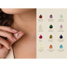 18K Gold Plated Pear-Shaped Zirconia Stainless Steel December Birthstone Necklace, Christmas, Birthday, Valentine's Day Gift