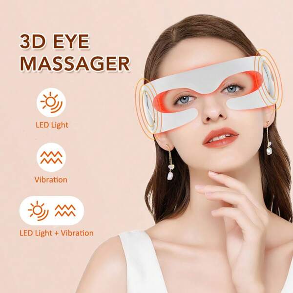 Massage, verbeter oogproblemen 3D-oogvibratormassageapparaat 3 standen USB-oplaadbaar Oogmassageapparaat Schoonheidsapparaat Trillingsledlicht Oogverzorging voor het verlichten van vermoeide ogen Wallen op de ogen Donkere kringen verlichten Fijne lijntjes in de ogen gladstrijken Perfect cadeau voor geliefden, familie, Moederdag, Valentijnsdag Batterijcapaciteit van 250 mAh