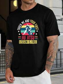 Camiseta de Jiu Jitsu para hombres y mujeres | Camiseta de Jiu Jitsu Brasileño BJJ | Camiseta cómoda y elegante para entrenamiento de artes marciales - ¡Clase gratuita! - Negro - Ver 1