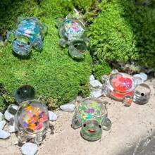 10 pièces Pendentif de tortue de mer lumineux et pailleté, breloques à thème anime sous emballage opaque en acrylique, convient pour créations de bijoux, colliers, boucles d'oreilles, porte-clés, décoration intérieure et extérieure, sans alimentation électrique, idéal pour Noël, Pâques, Thanksgiving, décoration de tortue de mer
