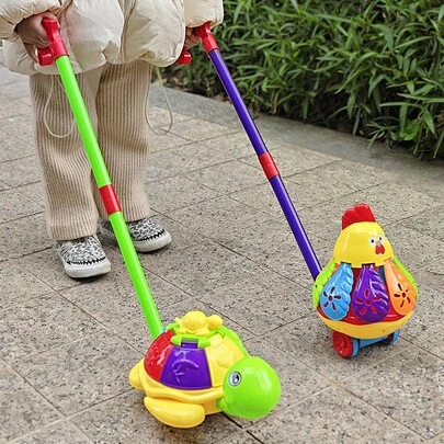 Cartoon Animal Push Toy Car, Multiple Colors Randomly Shipped, Moving Toy With Bell Sound To Attract Attention, Ideal Gift For Boys And Girls
