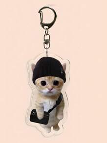 1 Uroczy model kota, smutny płaczący kociak z akrylowym brelokiem/torbą, smycz, prezent na imprezę, dekoracja telefonu komórkowego z motywem zwierzęcym, idealny prezent dla przyjaciół, akcesoria samochodowe, brelok do torby, plecak do szkoły, litera gotyckie, rok 2019