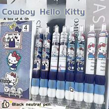 Sanrio 8pcs/4pcs/Set Kitty Cat Limited Edition Ballpoint Pen, Denim Blue, Cute Ins Style, Smooth Writing For Students, Gift School Supplies, Back To School