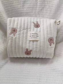 Personalized Large Capacity Custom Embroidery Mommy Bag, Cute Bear Pattern Diaper Bottle Carrier Tote With Stroller Hook For New Moms - Multicolor - View 24