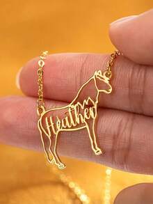 1PC Personalized Horse Silhouette Necklace, Animal Memorial Necklace With Name, Horse Jewelry, Birthday Gift For Horse Lover