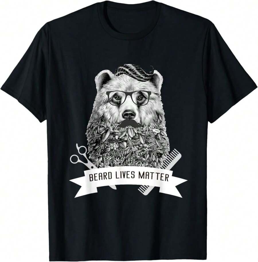 Beard T-Shirt Men For The Bearded Man Black Club Grow Beast*SO Father's Day Gifts - Black - View 1